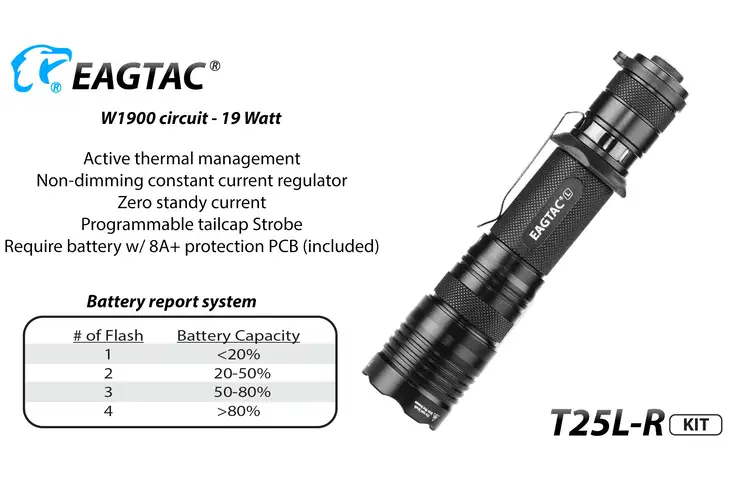 EAGTAC USB Rechargeable T25LR XHP35 Tactical Flashlight Base w/ Free Shipping and Handling — 2 models - view 18